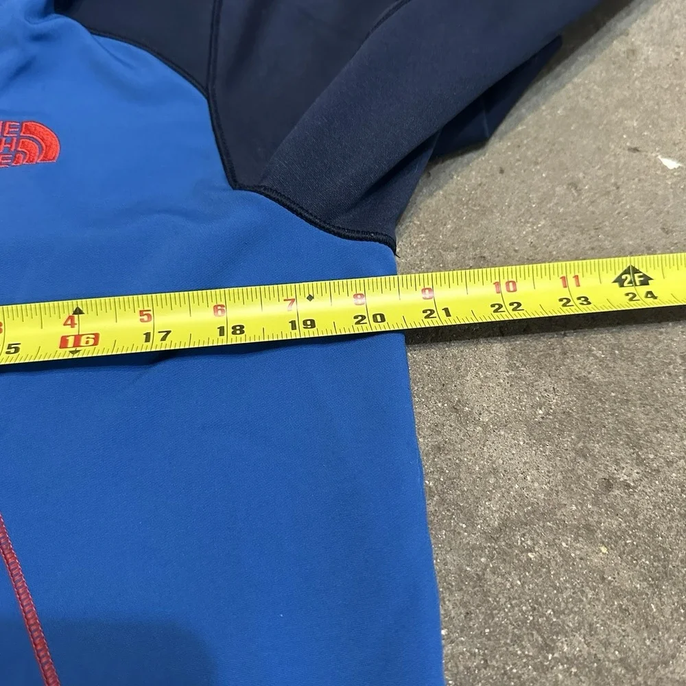 North Face Soft Shell Kilowatt Hooded Full Zip Jacket Blue Outdoors Hiking Small
